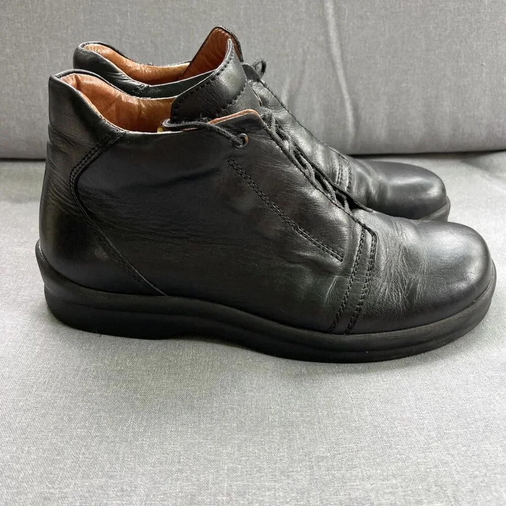 Footprints By Birkenstock Leather Black Ankle Boots Narrow 41 Euro US Men's 8 N